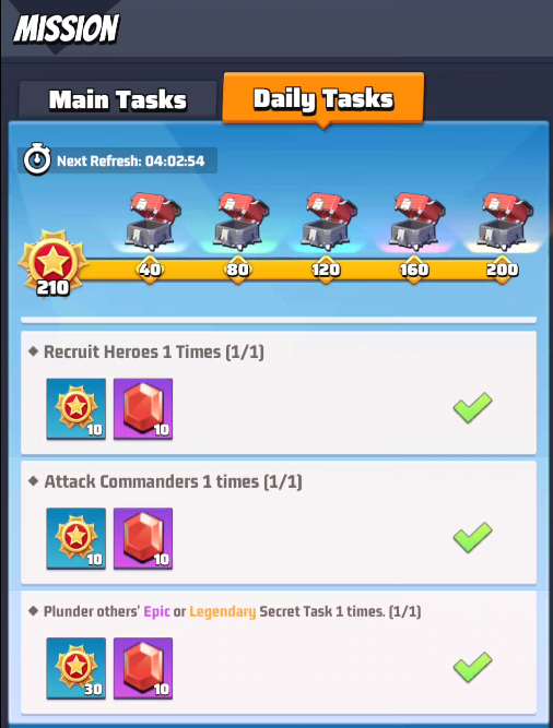Daily Tasks activities for diamonds