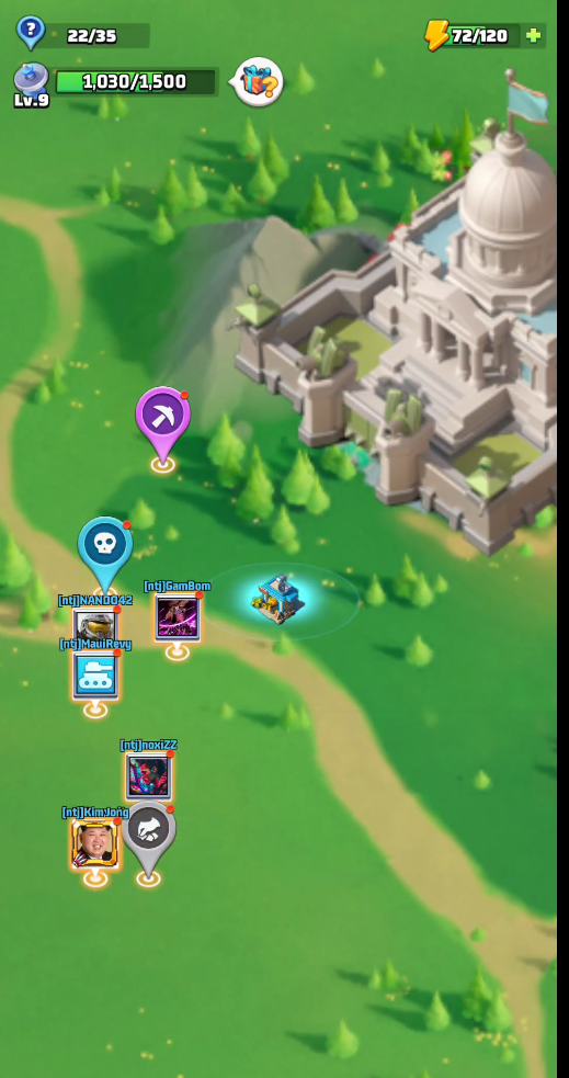 Radar map with stacked missions