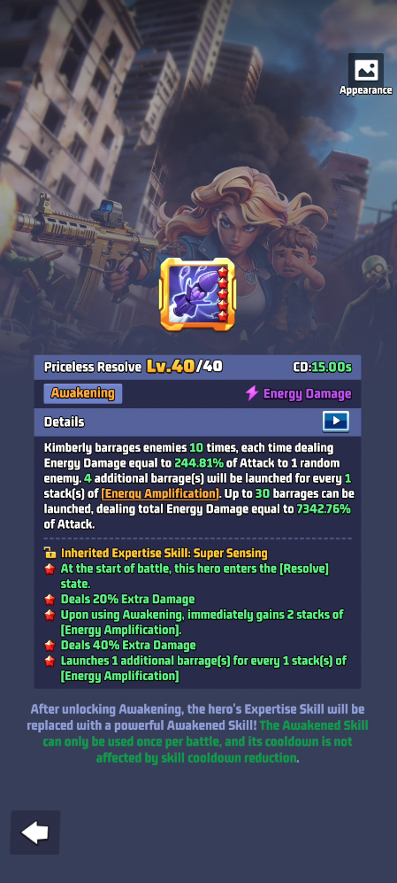 Kimberly's Awakening skill